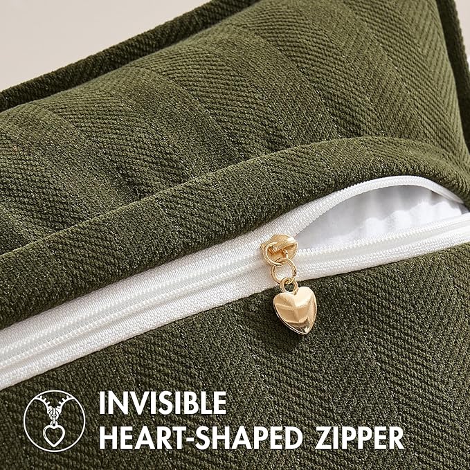 MIULEE Pack of 2 Olive Green Decorative Pillow Covers 26x26 Inch Soft Chenille Luxurious Couch Throw Pillows Boho Cushion Covers Euro Shams with Elegant Design for Sofa Bed Living Room Home Decor