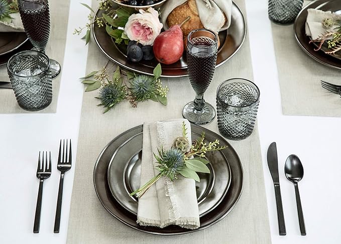 Solino Home Linen Natural Table Runner 108 Inches Long - 100% Pure Linen Dining Table Runner 14 x 108 Inch for Spring, Easter - Diana Medium Weight