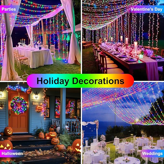 100FT 300LED Christmas Lights Plug in,Outdoor Indoor Waterproof Fairy Lights with Timer and 8 Modes,Christmas Tree Lights for Garden Party Wedding Decoration(Multi-Color)