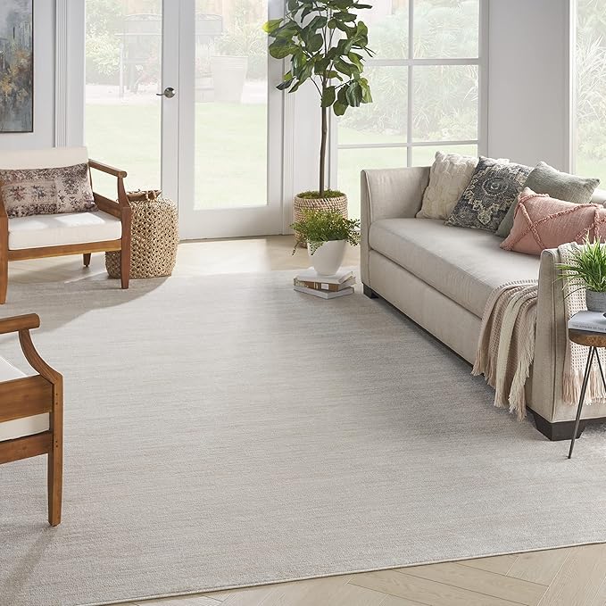Nourison Home Essentials Indoor/Outdoor Ivory Beige 12' x 15' Area Rug, Easy Cleaning, Non Shedding, Bed Room, Living Room, Dining Room, Backyard, Deck, Patio (12x15)