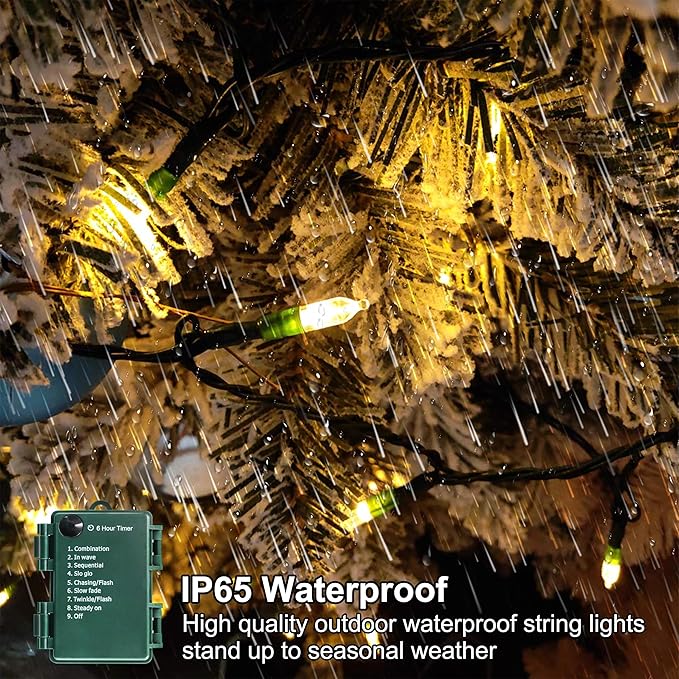 Battery Operated Christmas Lights, 28Ft 80 LED String Lights 8 Modes with Timer Mini Lights for Indoor Outdoor Wreath Wedding Party Garden Home Decor, Waterproof, Warm White