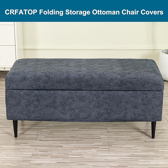 CRFATOP Printed Rectangle Ottoman Stool Cover Stretch Folding Storage Footstool Bench Slipcovers Upholstered Foot Chest Chair Covers Washable Entryway Furniture Protector with Elastic Bands,S,08