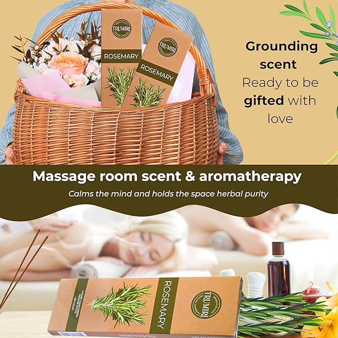 Rosemary Incense Sticks - Pack of 100 Inscents-Sticks Inciensos Aromaticos - Made with Natural Essential Oil - Scented Insence Non Toxic Agarbatti Incents