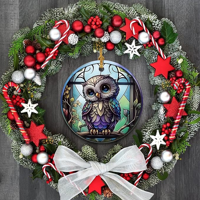Touber Owl Christmas Ornament, Christmas Ornaments for Tree, Christmas Tree Decor, Holiday Ornament