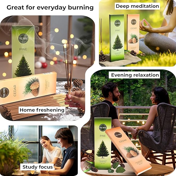 Cedar & Pine - Combo Pack of Incense Sticks - 100 Insence-Sticks of Each Scent - Total 200 Inscents - Natural Insense Made with Non Toxic Ingredients and Essential Oils