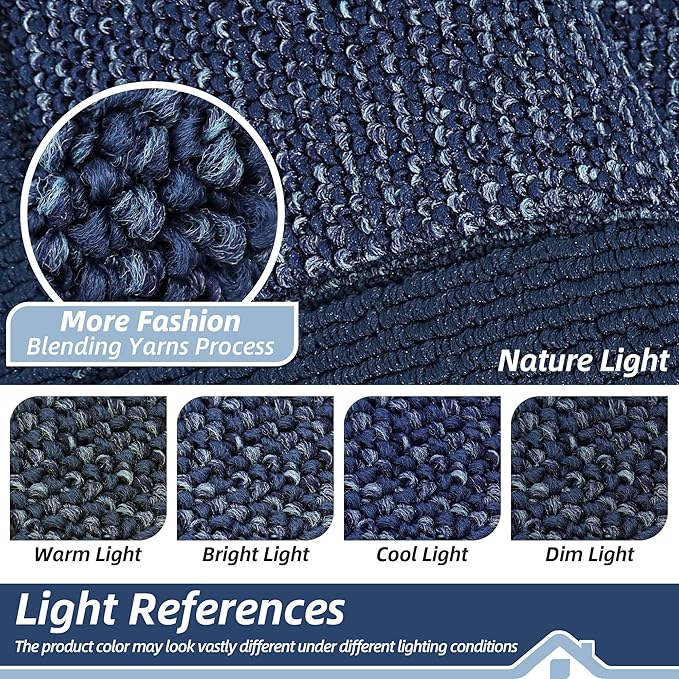 BEQHAUSE Indoor Door Mat 32" x 48", Dirt Trapper Door Mats Non-Slip Entryway Rugs Washable, Resist Dirt Absorbent Welcome Mat, Low Profile Floor Mats for Front Back Door and Entryway, Blue