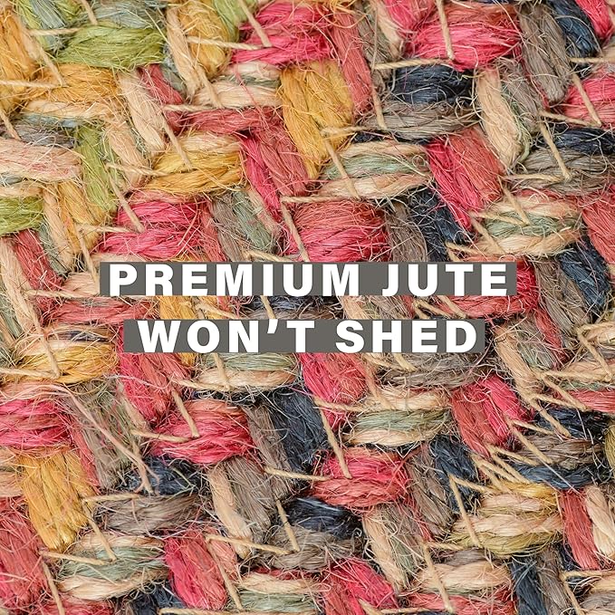 Homespice Kingston Braided Jute Area Rug 6x9' – Multicolor Braided Oval Rugs for Dining Room and Living Room