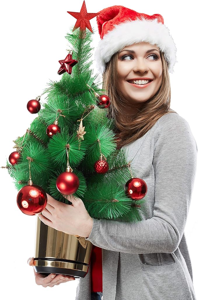 Ornativity Glitter Star Tree Topper - Christmas Red Decorative Holiday Tabletop Desktop Mini Trees Toppers Sparkle Bethlehem Star Decor Xmas Ornament 4"