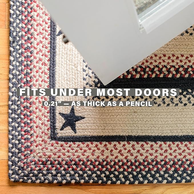 Homespice Primitive Star Gloucester Jute Braided Runner Rug 22x72 - Primitive Style Black and Tan Runner Rug for Kitchens and Hallways