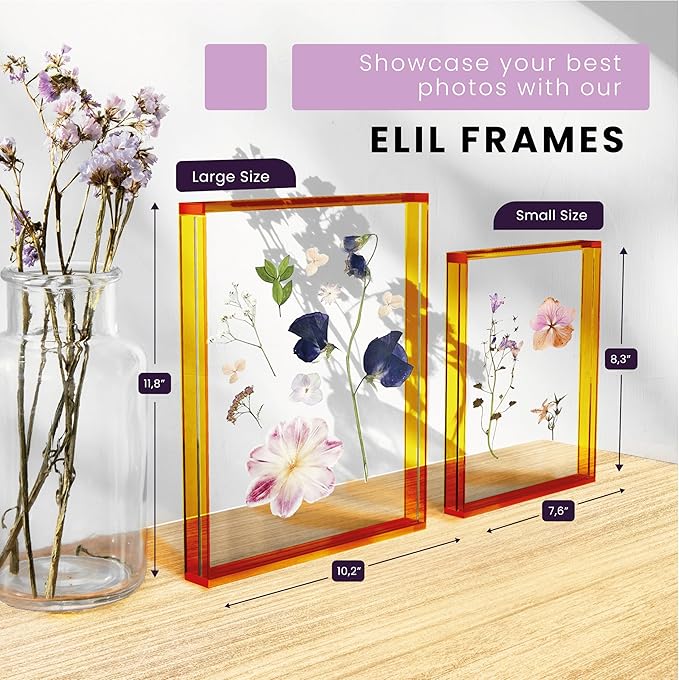 Elil Orange Polaroid Frame for Instax Film 8.3" x 7.6" Collage Frame Family Wedding Collage Picture Frames Double Glass Acrylic
