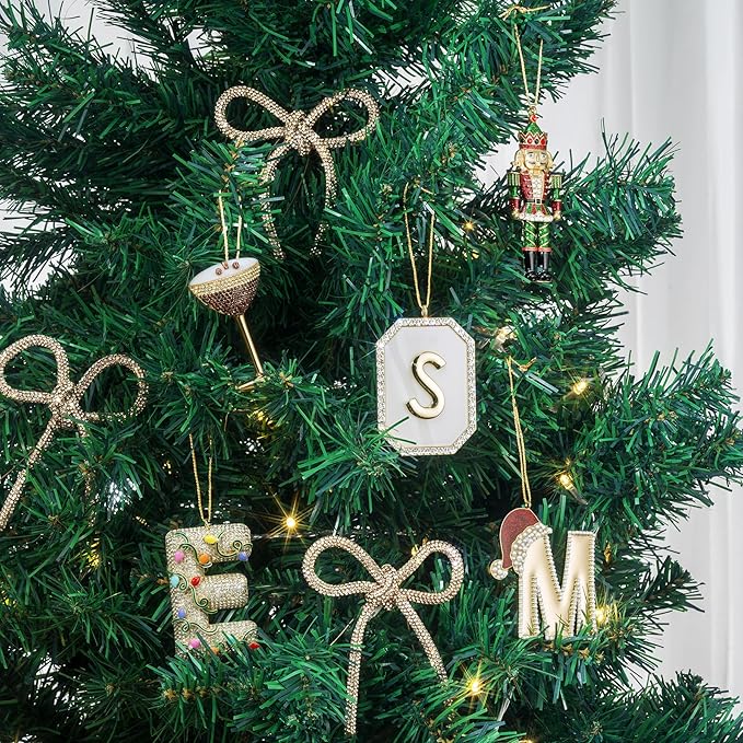 2025 Christmas Initial Ornaments, Letter C Ornaments for Christmas Tree,Hanging Ornament for Mother Best Friends Sister Wife