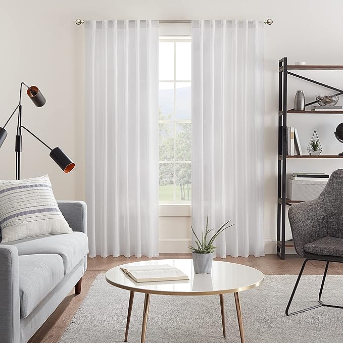 MODE Simplicity Collection 5/8" Diameter Curtain Rod Set with Modern Ball Curtain Rod Finials and Steel Wall Mounted Adjustable Curtain Rod, Fits 36” to 72” Windows, Nickel