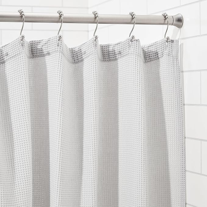 Amazon Basics Tension Curtain Rod, Adjustable 36-54" Width - Nickel, Classic Finial