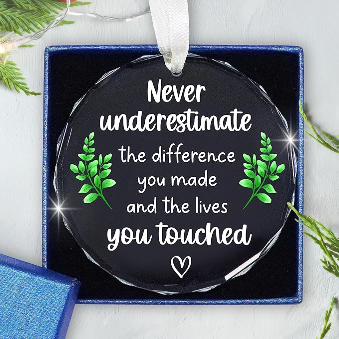 Christmas Thank You Gifts for Women Men - Glass Christmas Ornaments 2025 - Employee Appreciation Gifts for Teacher Coworkers Boss, Farewell Retirement Gift, Stocking Stuffers, Xmas Decorations