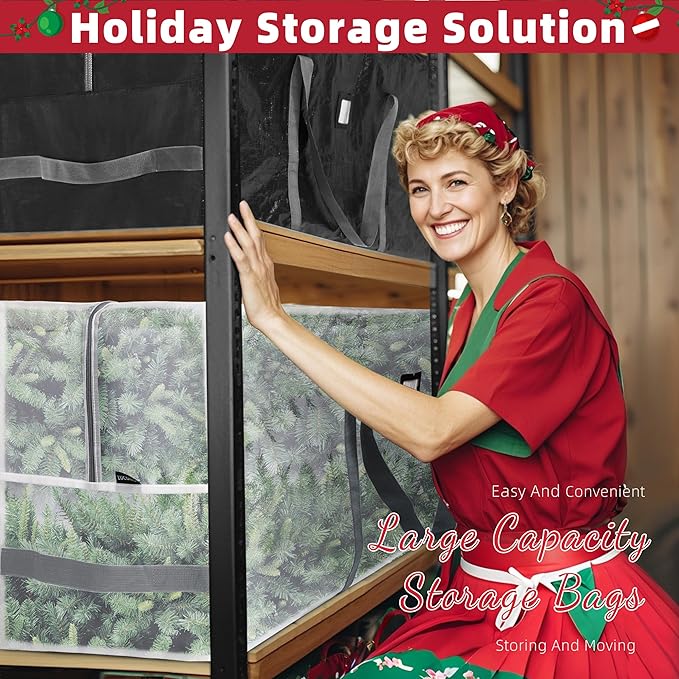 Large Christmas Tree Storage Bags Heavy Duty Tree Bags Holiday Storage Bags Protects From Moisture Or Dust,Alternative To Xmas Tree Storage Box (Transparent, 9 Ft)