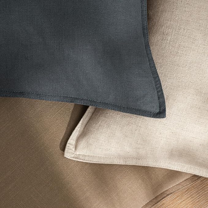 Woaboy 24x24 Inch Euro Sham Set of 2 Decorative Linen Solid Throw Pillow Covers Boho Accent Farmhouse Couch Pillowcases Modern Netural Home Decor for Bed Couch Sofa Living Room,Dark Gray