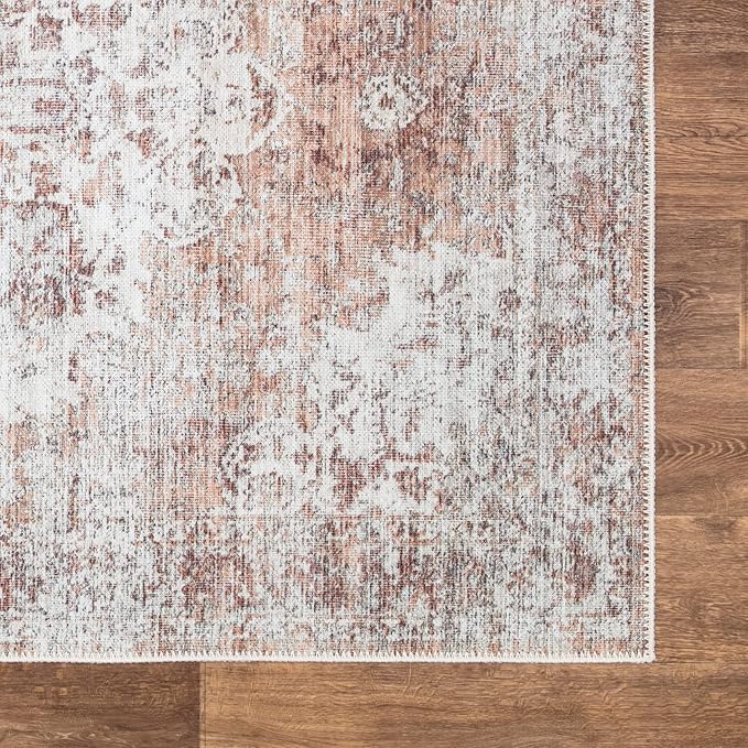 Bloom Rugs Washable Non-Slip 12 ft Runner - Ivory/Blush Traditional Runner for Entryway, Hallway, Bathroom, and Kitchen - Exact Size: 2.5' x 12'