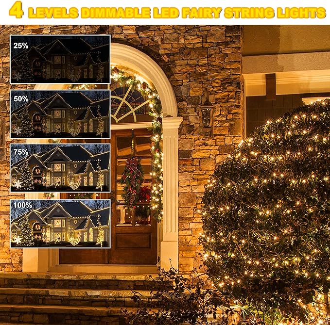 328 FT 1000 LED Christmas Lights, Waterproof Christmas Lights Outdoor with 8 Modes&Timer, Plug in Fairy Light for Xmas Garden Patio Tree Party Holiday Decoration (Warm White