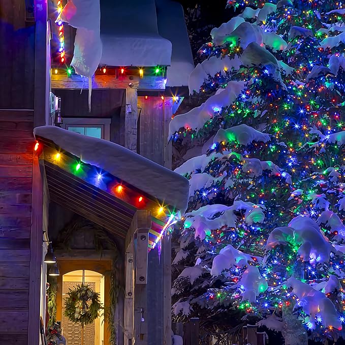 Battery Operated Christmas Lights, 10FT 100 LED Waterproof Dark Green Copper Wire Fairy Light String Light for Garland, Wreath, Patio, Garden, Wedding, Party, Xmas, Multicolor 2Pack