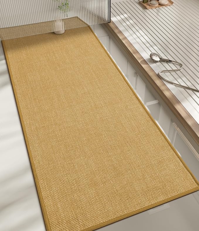 chakme Bathroom Rugs Mat 59x17, Ultra Thin Non Slip Bath Mats Runner Quick Dry Absorbent Bath Mat for Bathroom Floor, (Yellow, 59"x17")