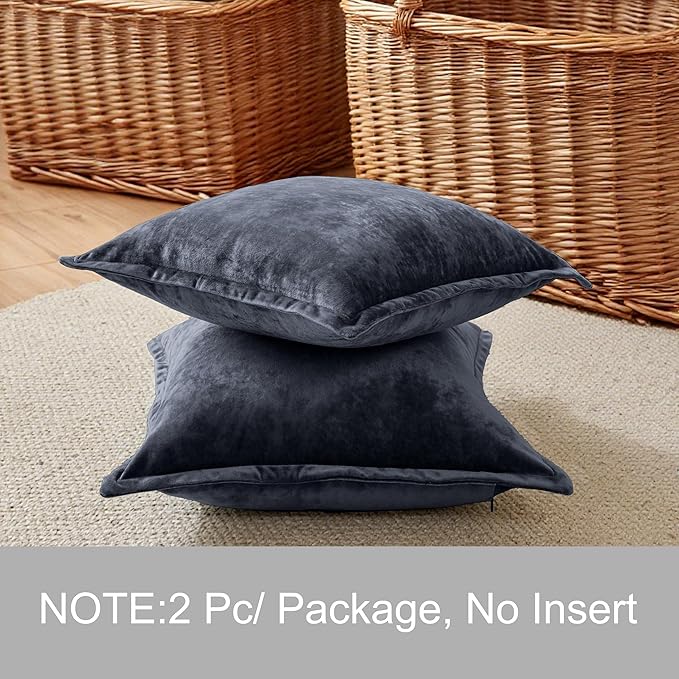 20x20 Throw Pillow Covers Set of 2 Velevt Square Cushion Cover Decorative Solid Pillowcases for Sofa Bed Chair Decor,Blue Gray