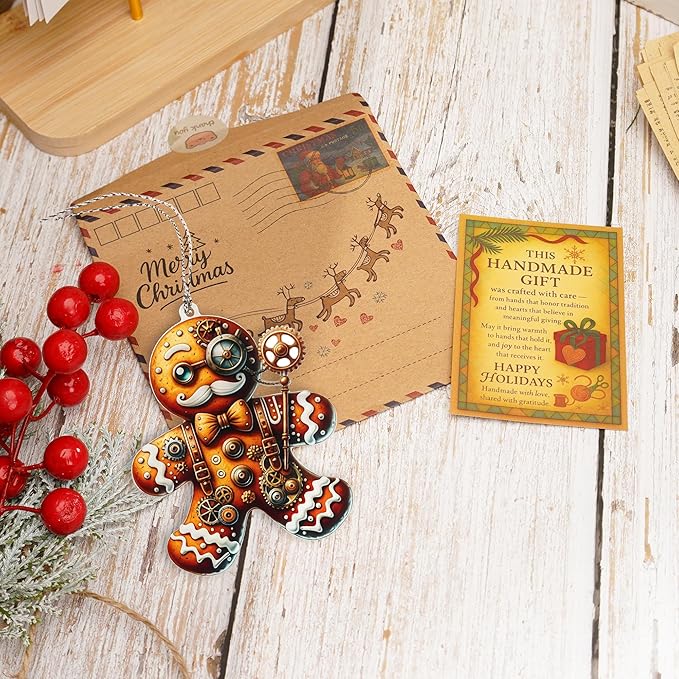 Christmas Ornaments 2025, Gingerbread Ornaments, Steampunk Gifts, Funny Vintage Gingerbread Man Decoration, Classic Holiday Ornament for Tree and Home Décor