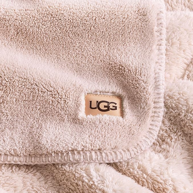 UGG Whitecap Plush Throw Blanket Fleece Soft Warm Throw for Bed or Chair, Luxury Bedroom Decor, Holiday Blankets, Machine Washable, 50-inch x 70-inch, Pink Quartz