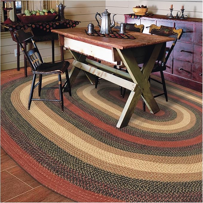 Homespice Highland Jute Braided Rug 8x10' - Multicolor Oval Area Rug for Dining Room and Living Room, Country Decor