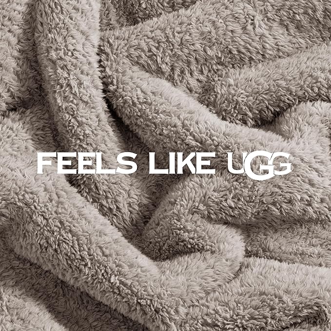 UGG Whitecap Plush Throw Blanket Fleece Soft Fluffy Throw Blankets for Couch or Bed, Home Decor, Luxury, Machine Washable, 50-inch x 70-inch, Light Grey Seal