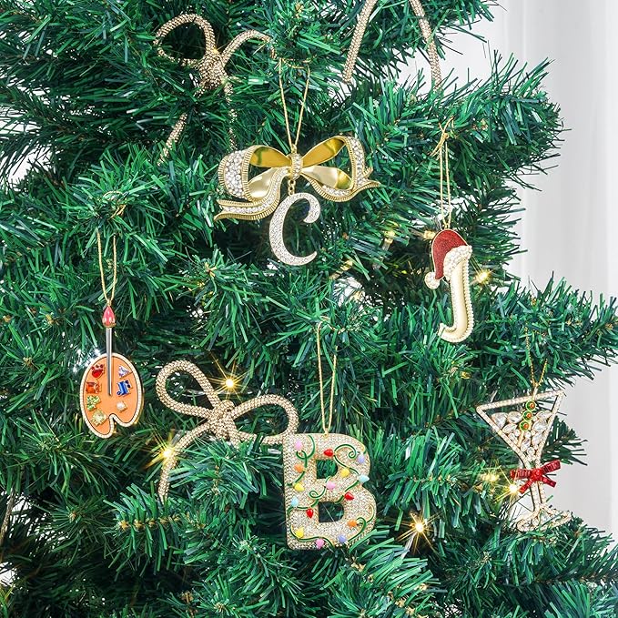 2025 Christmas Ornaments | Christmas Letter I Ornaments for Tree|Hanging Xmas Red Hat Ornament Gift for Mother Best Friends Sister Wife