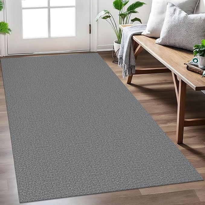 EARTHALL Washable Area Rug 3x5 Ft Non Slip Rugs for Entryway Braided Rubber Backed Throw Rugs Door Mat Indoor Outdoor Entrance Cotton Woven Rug for Kitchen Foyer Front Door Living Room, Charcoal Gray