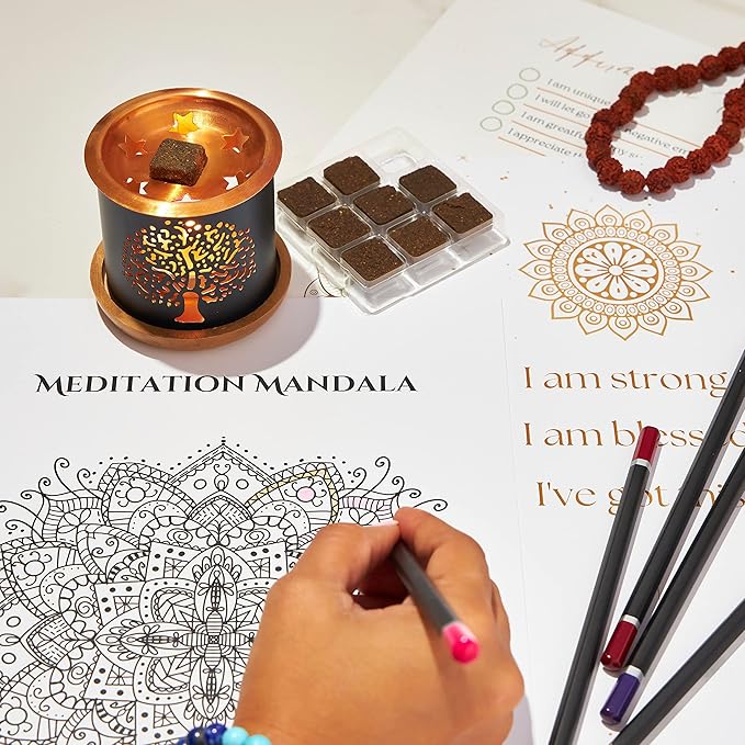 7 Chakra Incense Brick Super Set by Aromafume | 63 Bricks & Tree of Life Exotic Burner | Set for Chakra Balance | Yoga & Meditation Gifts | Incense Kit for Plexus, Root Chakra & More