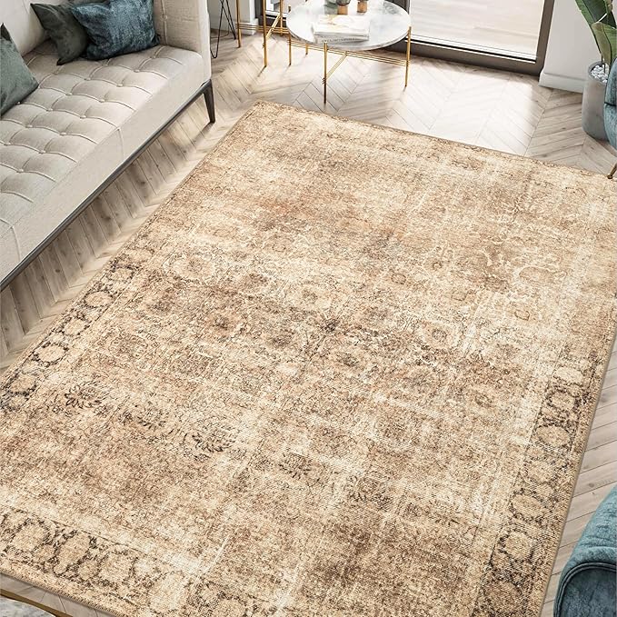 Keen Home Design 4x6 Rug - Machine Washable Area Rug with Non-Slip Backing, Ideal for Living Room, Dining Room, Bedroom - Vintage, Easy Clean, Durable, Low Pile - (4' x 6')
