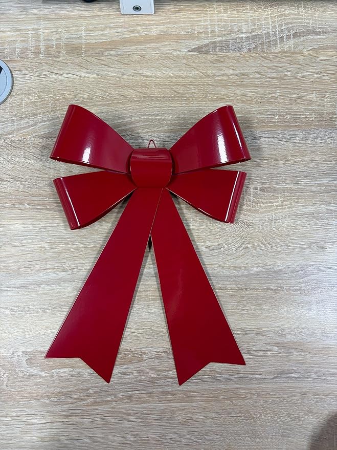 Large Wreaths Bow Red Christmas Tree Bows 9.4x12.5inch Metal Christmas Bow Decorations Hanging Xmas Tree Fence Railing Fireplace Christmas Tree Topper Ornament Indoor Outdoor Front Door Bows Decor