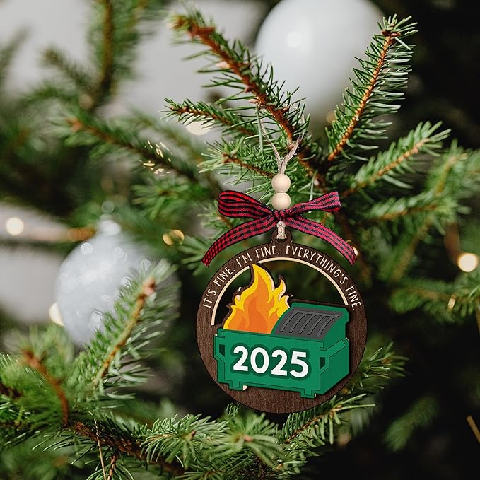 Dumpster Fires Ornament - Dumpster Fires Gifts, Its Fine Im Fine Everythings Fine Gifts - Funny Ornaments for Women, Funny Work Christmas Ornaments 2025 - Wood Christmas Ornament 2025