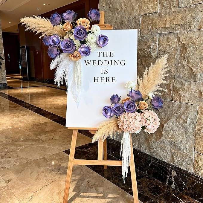 Artificial Flowers Artificial Roses Fake Roses 20PCS Long Stem Artificial Flowers for Tall Vase Silk Rose Suitable for Indoor Decor Wedding Party Decoration DIY Bouquet Autumn,Purple, 23.2In