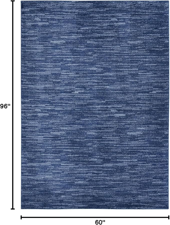 Nourison Home Essentials Indoor/Outdoor Navy Blue 5' x 8' Area Rug, Easy Cleaning, Non Shedding, Bed Room, Living Room, Dining Room, Backyard, Deck, Patio (5x8)