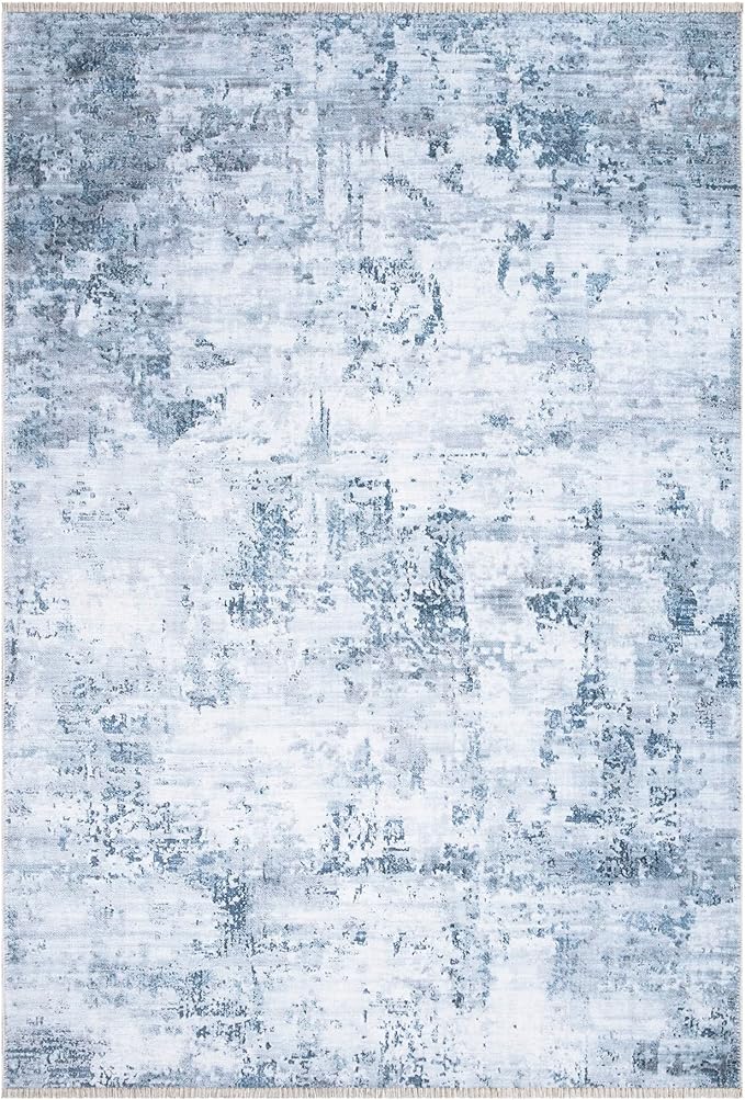 Bloom Rugs Caria Washable Non-Slip 6x9 Rug - Blue/Gray Modern Abstract Area Rug for Living Room, Bedroom, Dining Room, and Kitchen - Exact Size: 6' x 9'