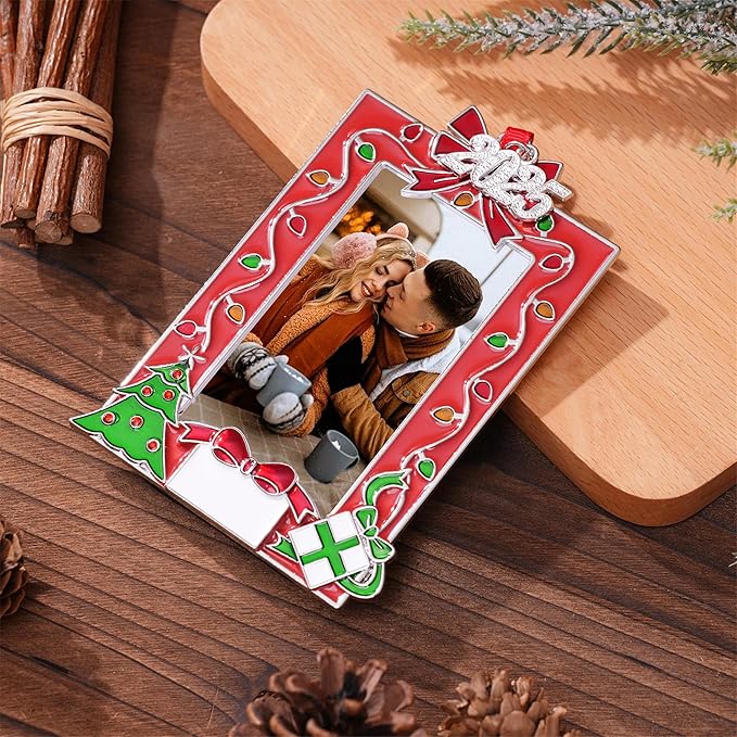 2023 Red Picture Frame Ornament, Mr & Mrs Couples Family Christmas Tree Photo Frame Ornament Decor Romantic Couples Gifts Ideas Table or Xmax Tree Two Ways Using (Red 3)