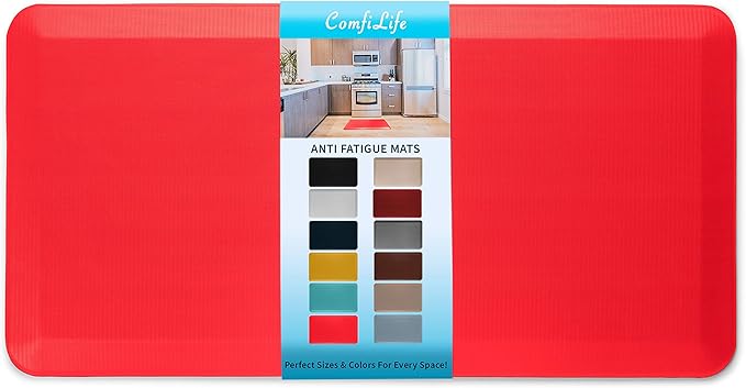 ComfiLife Anti Fatigue Floor Mat – 3/4 Inch Thick Kitchen Mats for Floor, Standing Desk Mat, Kitchen Rug – Comfort at Home, Office – Durable – Stain Resistant – Non-Slip (24" x 70", Scarlet Orange)