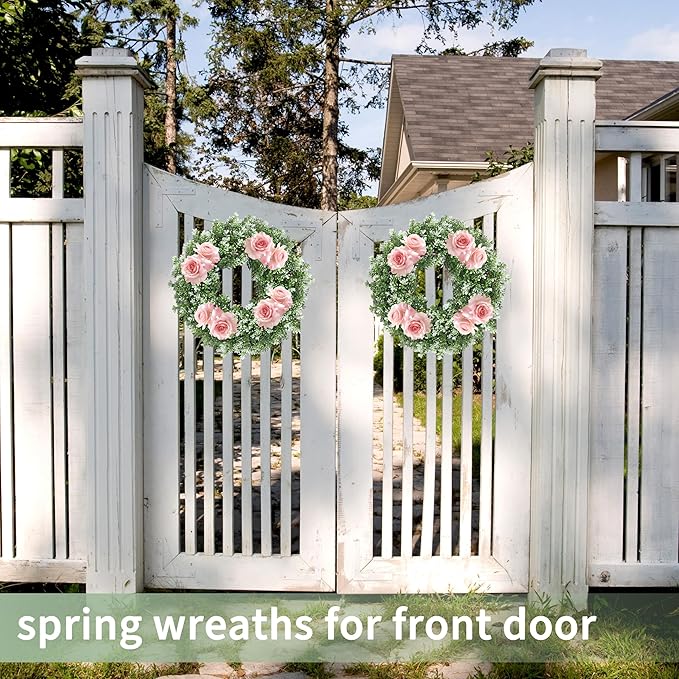 15inch Boxwood Wreath,Artificial Boxwood Wreath for Front Door, Spring Summer Greenery Wreaths for Front Door Farmhouse Wedding Green Year Round Indoor Outdoor