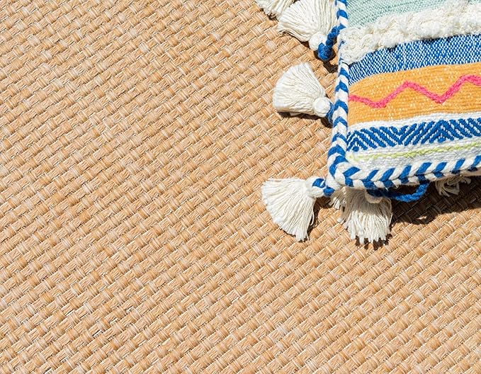 Unique Loom Outdoor Border Collection Area Rug - Multi Border (2' 2" x 3' Rectangle, Tan/ Light Brown)