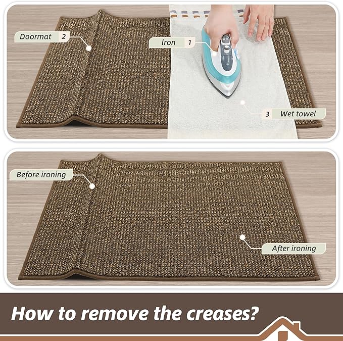 BEQHAUSE Dirt Trapper Door Mat 24" x 36", Non-Slip Washable Doormats Entrance Mat, Dirt Resistant and Absorbent Welcome Mat, Low Profile Floor Mats for Front Back Door and Entryway, Brown