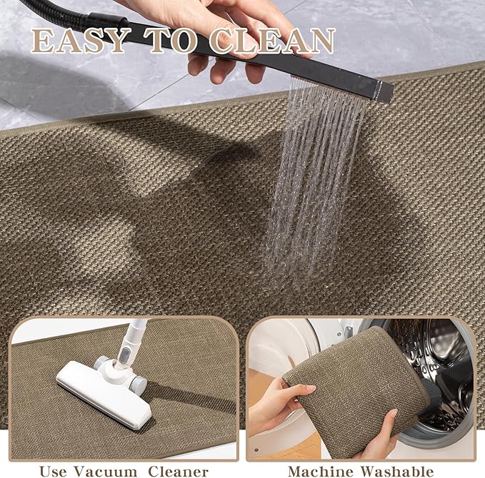 chakme Bathroom Rugs Mat 24x17, Ultra Thin Non Slip Bath Mat Small Quick Dry Absorbent Bath Mat for Bathroom Floor, (Dark Beige, 24"x17")