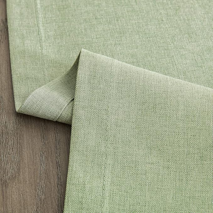 ZeeMart Basic Linen Style Table Runner, 14 x 72 Inch Sage Green, Rustic Farmhouse Green Table Runners 72 Inches Long, Everyday Polyester Table Runner - Machine Washable & Easy Care