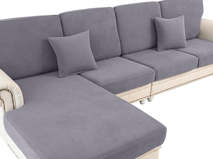 Couch Cushion Covers Seat Cushion Cover Stretch Couch Cover Separate Sectional Sofa Slipcovers Furniture Protector(3 Pieces for Seat or Sofa Backrest, Light Grey)
