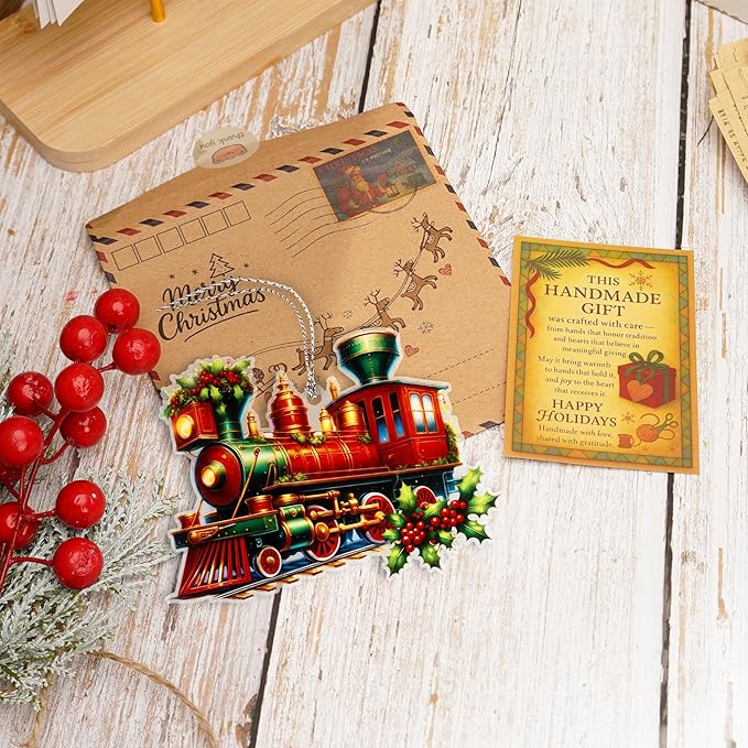 Christmas Ornaments 2025, Train Ornaments for Christmas Tree, Funny Christmas Ornaments, Vintage Classic Holiday Locomotive Decoration, Festive Train Collectible Keepsake for Home and Gifts