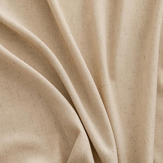 MIULEE Non-See-Through Privacy Linen Curtains 2 Panels, Light Filtering Window Curtains Farnhouse Textured Back Tab Semi Sheer Drapes for Bedroom Living Room, 52 x 84 Inches Long, Light Brown