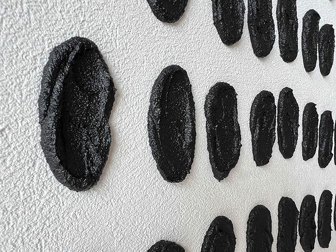 Creespi Hand-Painted Black and White Wall Art 28x40 inch,Modern Abstract Thick Textured 3D Oil Painting,Minimalist Canvas Art Painting for Wall Decorations