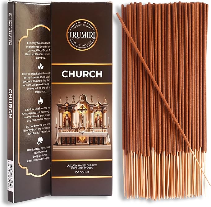 Church Incense Sticks - Bulk Pack of 100 Insence-Sticks - Made with Natural Incienso - Sacred Insense Non Toxic Spiritual Incents Incence